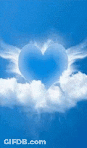 Blue Heart-Shaped Cloud With White Wings GIF