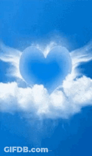 Blue Heart Shaped Cloud With Wings GIF