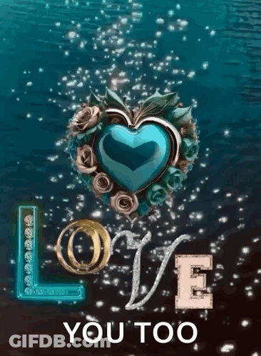 Blue Heart Surrounded By Flowers Love GIF