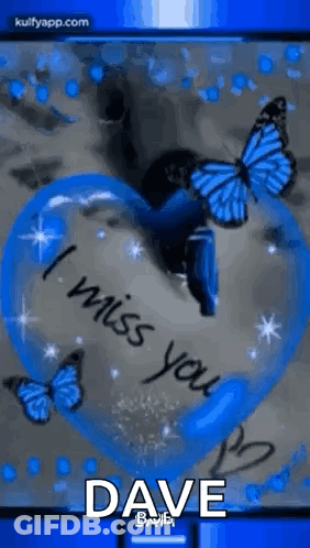 Blue Heart With Butterflies Miss You GIF