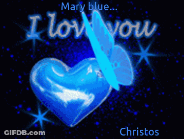 Blue Heart With Butterfly Mary Blue I Love You GIF
