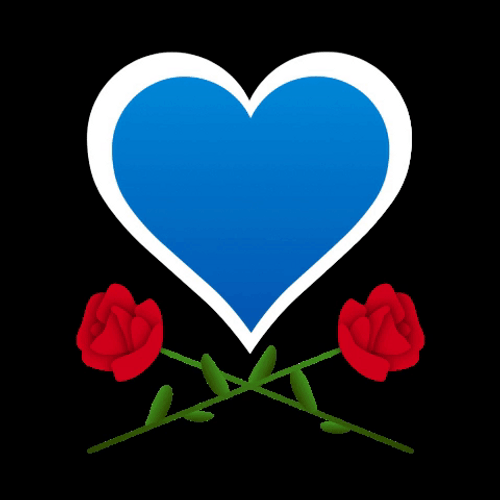 Blue Heart With Red Roses GIF