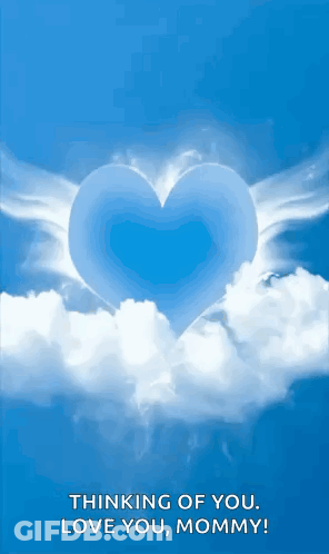 Blue Heart With Wings Floating GIF