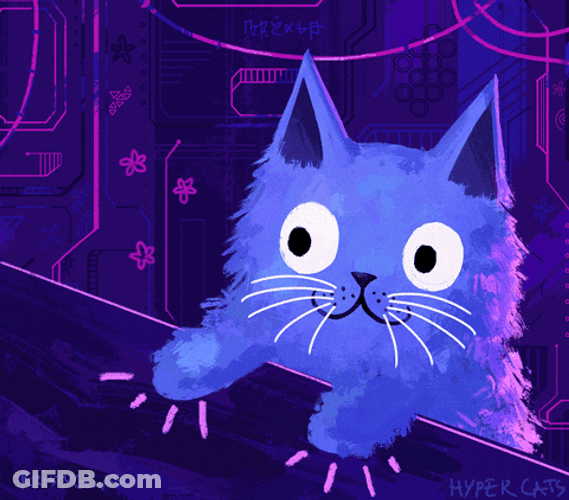 Blue Hyper Happy Cat Meme GIF