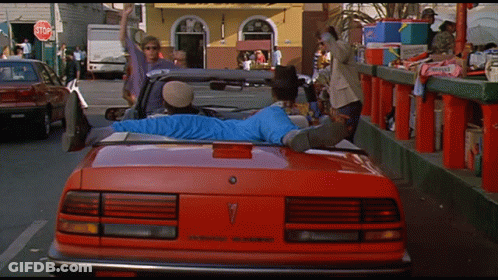 Blue Jacket Drinking Milkshake, Other Under White Umbrella GIF