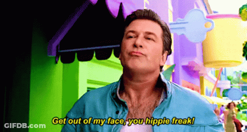 Blue Jacket Man Get Out Face Hippie Freak GIF