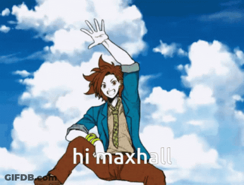 Blue Jacket Man Kneeling Hands Up Hi Maxhall GIF