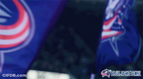 Blue Jackets NHL Logo On Blue Flag GIF