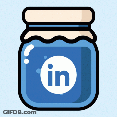 Blue Jar With White Circle And Word In GIF