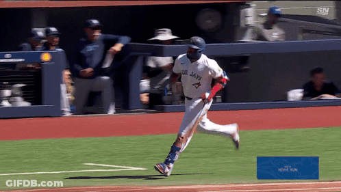 Blue Jays Baseball Player Running On Field GIF