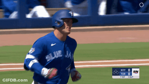 Blue Jays Baseball Player Running To Home Plate GIF