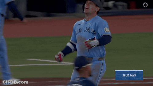 Blue Jays Baseball Player Running To Home Plate GIF