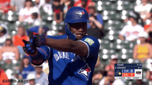 Blue Jays Baseball Player Swinging Bat GIF