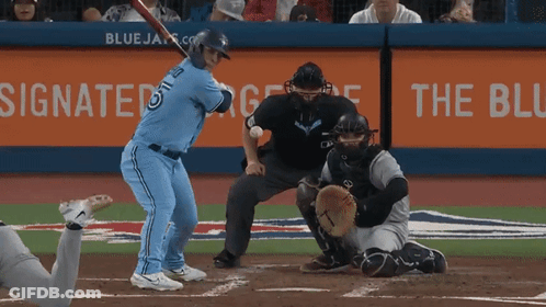 Blue Jays Baseball Player Swinging Bat GIF