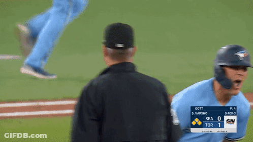 Blue Jays Baseball Player Talks To Referee GIF