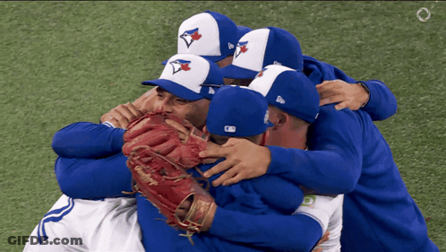 Blue Jays Baseball Players Hugging GIF