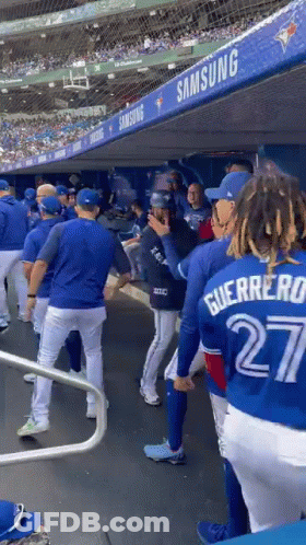 Blue Jays Baseball Players In Dugout GIF
