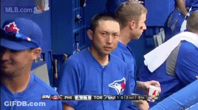 Blue Jays Baseball Players In Dugout GIF