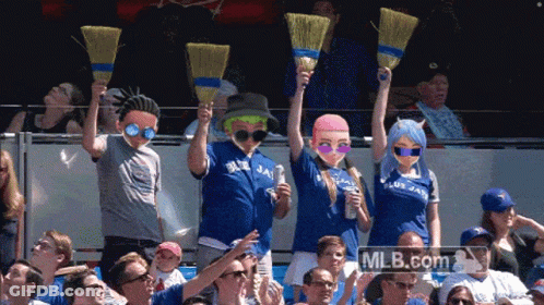 Blue Jays Fans Holding Brooms GIF