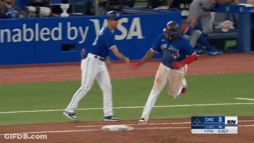 Blue Jays Player Running To Another Player GIF