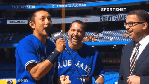 Blue Jays Roberto Alomar Interviewed By Sportsnet Reporter GIF