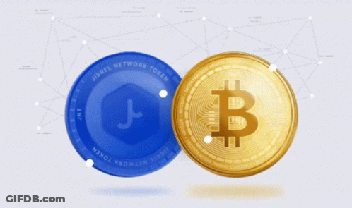 Blue Jibrel Network Coin And Gold Bitcoin Coin GIF