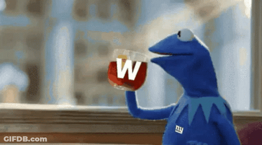 Blue Kermit Tea With Letter W GIF