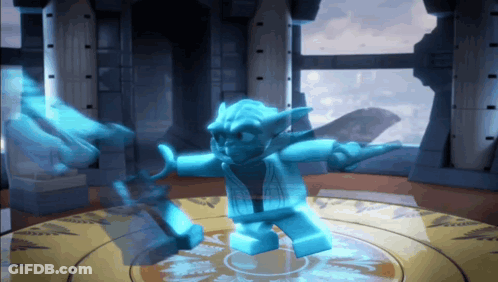 Blue Lego Figure Standing On Table GIF
