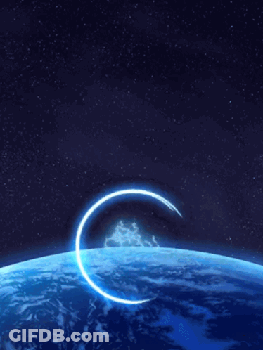 Blue Light Beam Above Earth GIF