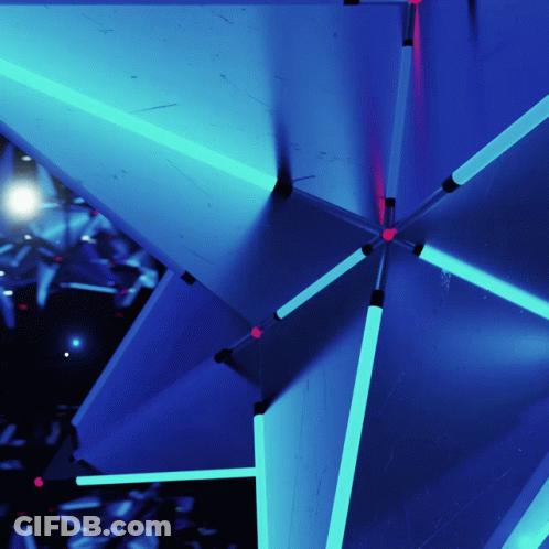 Blue Light Shining On Blue And White Structure GIF