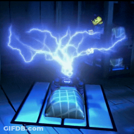 Blue Lightning Bolt From Device Saying X GIF