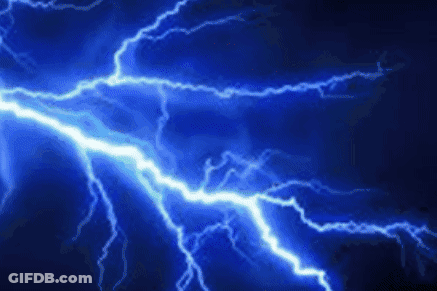 Blue Lightning Bolt In Dark Sky GIF