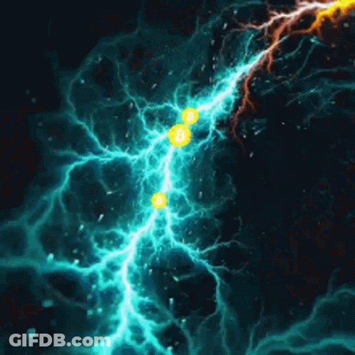 Blue Lightning Bolt With Yellow Center GIF