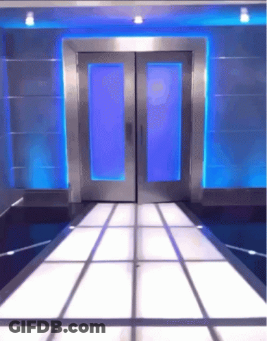 Blue Lights On Hallway Walls Floor GIF