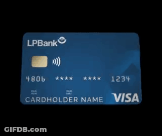 Blue LPBank Visa Credit Card With Gold Chip GIF
