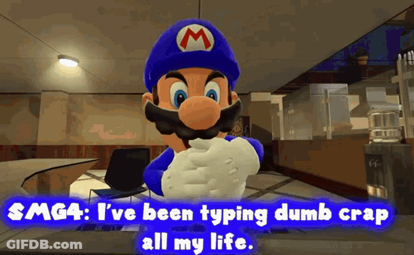 Blue Mario Typing GIF