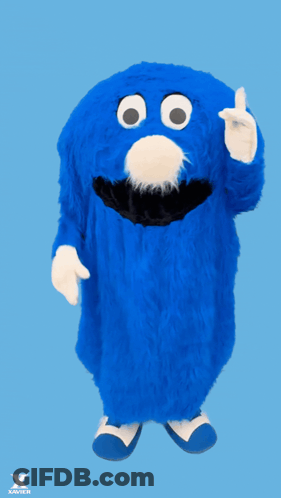 Blue Mascot Thumbs Up Saying We're Back GIF