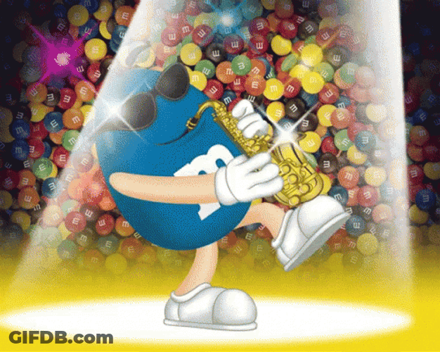 Blue MMS Playing Saxophone GIF