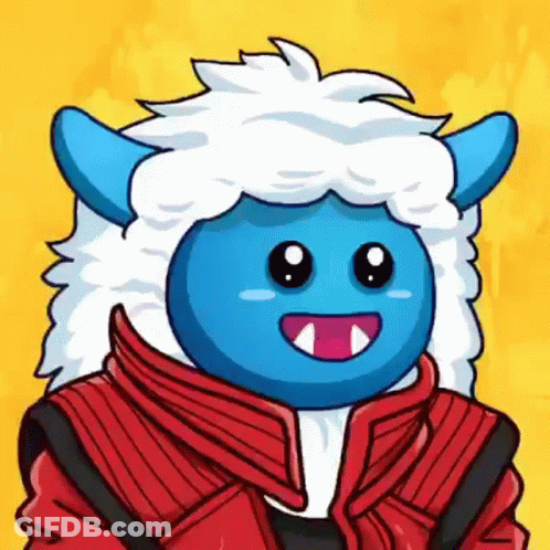 Blue Monster In Red Jacket White Hair GIF