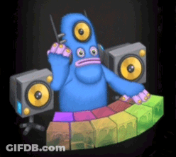Blue Monster Playing Musical Instrument GIF