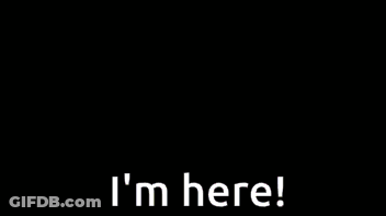 Blue Monster Red Eyes Teeth Says I'm Here GIF