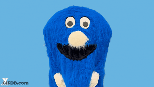 Blue Monster Saying Who Me GIF
