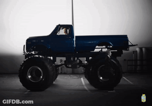 Blue Monster Truck And Lychee Juice Bottle GIF