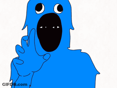Blue Monster With Black Mouth And Eyes GIF