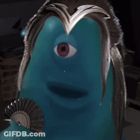 Blue Monster With Fan GIF
