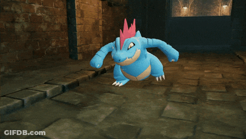 Blue Monster With Red Crown GIF