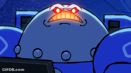Blue Monster With Red Eyes And Red Teeth GIF