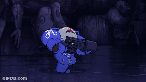 Blue Monster With Red Eyes And Red Teeth GIF