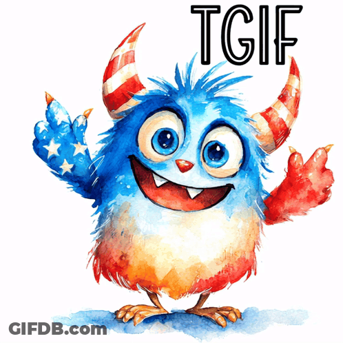 Blue Monster With Red White Blue Horns TGIF GIF
