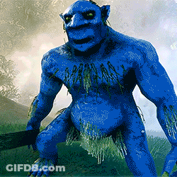 Blue Monster With Sword GIF